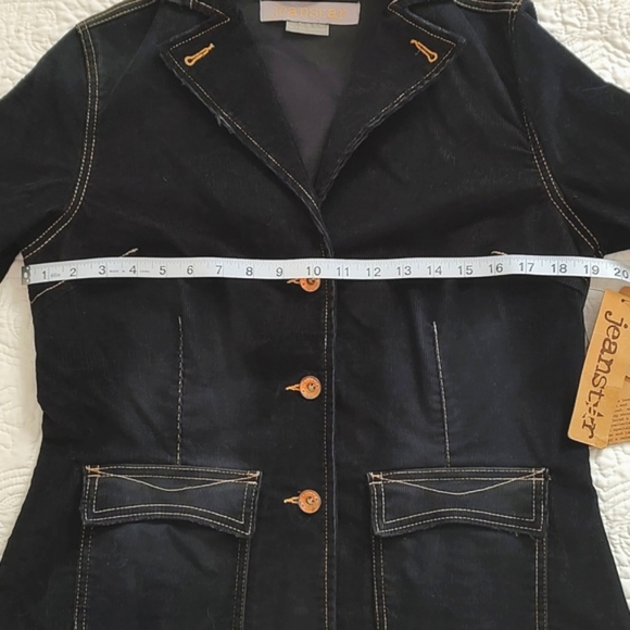 Jeanstar Womens Navy Blue Distressed Corduroy Jean Jacket/Blazer NWT /Size L - Picture 10 of 11